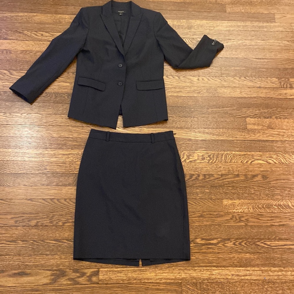 Ann Taylor Navy Pinstripe Skirt Suit